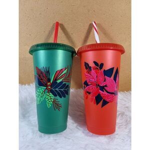 Starbucks Re-useable Holiday 24 oz. Cold Cup- Set of 2